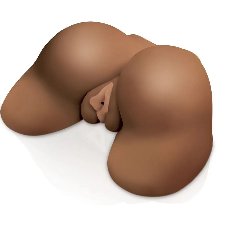 Réplique réaliste de fesses et vagin en levrette, couleur moka, matière douce, pour fantasmes et plaisir discret.