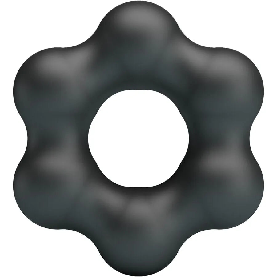 Anneau en silicone noir Crazy Bull Clauzell Modèle 10, design ondulé, texture douce, pour stimulation masculine.