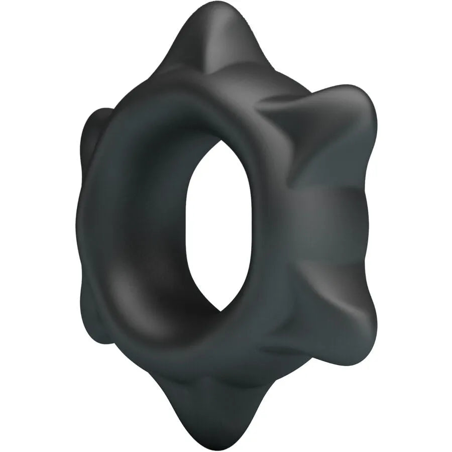 Bague silicone noire Crazy Bull Ethaniel, souple, ergonomique, hypoallergénique, avec reliefs pour stimulation intime.