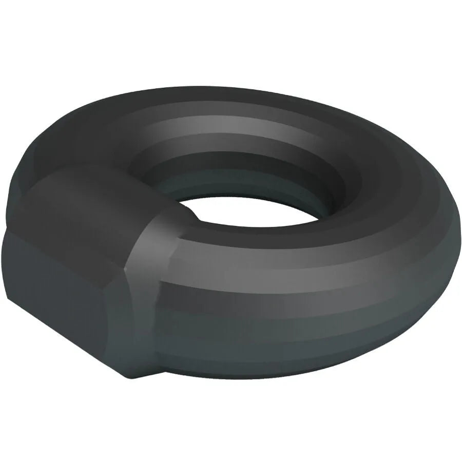 Anneau intime silicone noir Crazy Bull Kayke Modèle 2, design ergonomique circulaire, stimulation et confort pour homme.