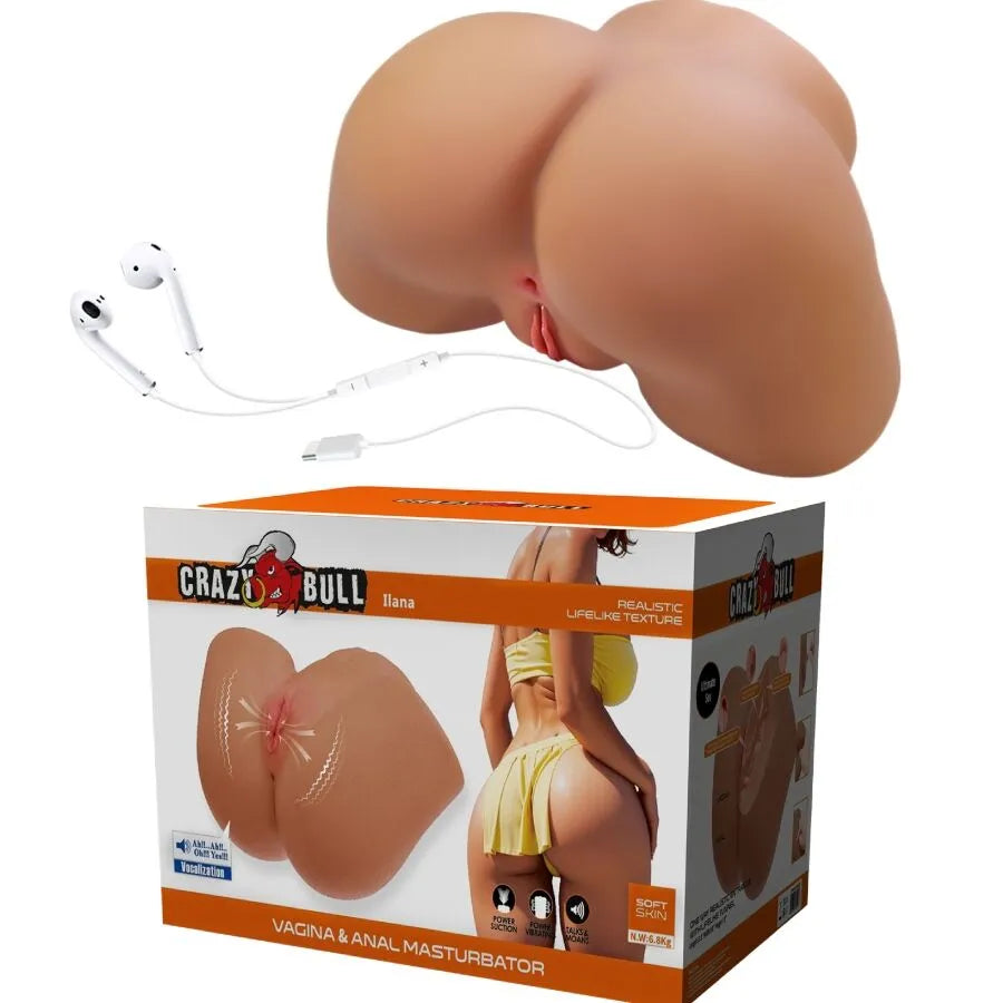 Vibrateur réaliste Crazy Bull Ilana en TPE haute densité, texture peau, design féminin sensuel, 6,8 kg, couleur naturelle.