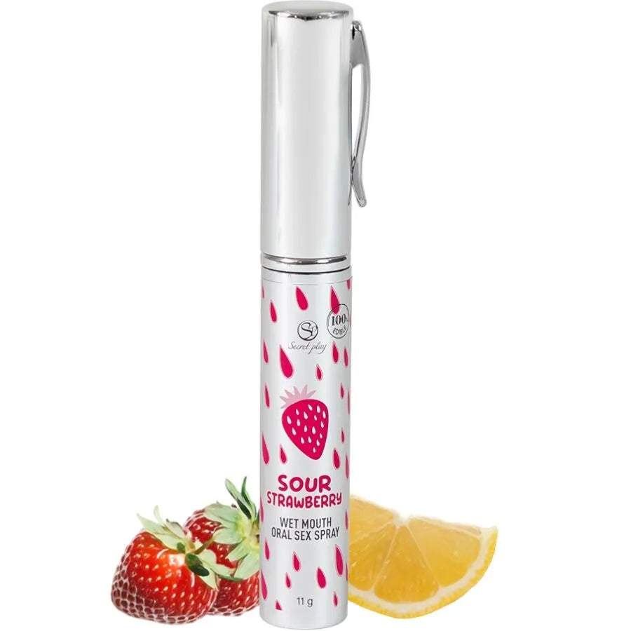 Spray oral érotique à la fraise acide discret portable pour intimité rafraîchissante