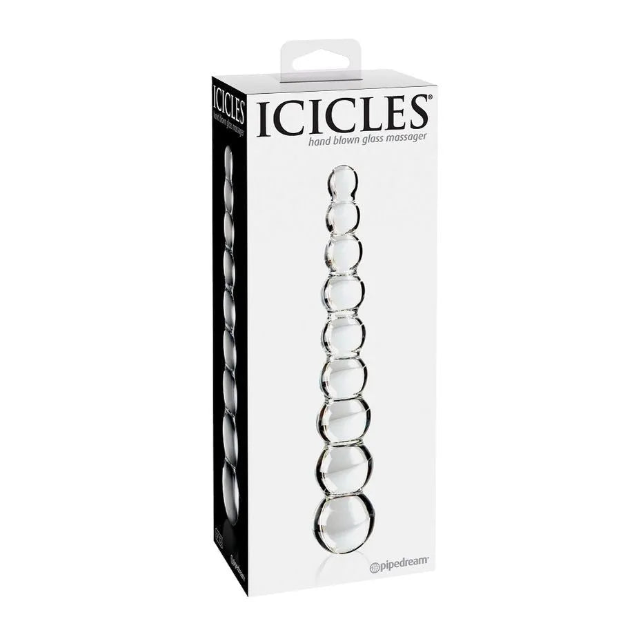 massageur verre soufflé hypoallergénique stimulation anale progressive sphères graduées insertion confortable surface lisse transparent chauffable refroidissable durable hygiénique discret élégant