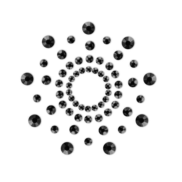 Bijoux cache-tétons noirs brillants en forme de cercles, élégants et raffinés, pour sublimer la féminité avec glamour.