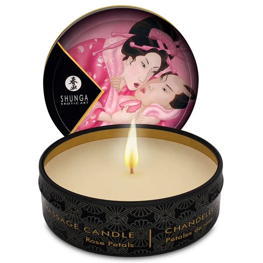Bougie massage naturelle Shunga arômes sensuels chocolat vanille thé vert ensemble 24 unités 6 modèles différents huile tiède