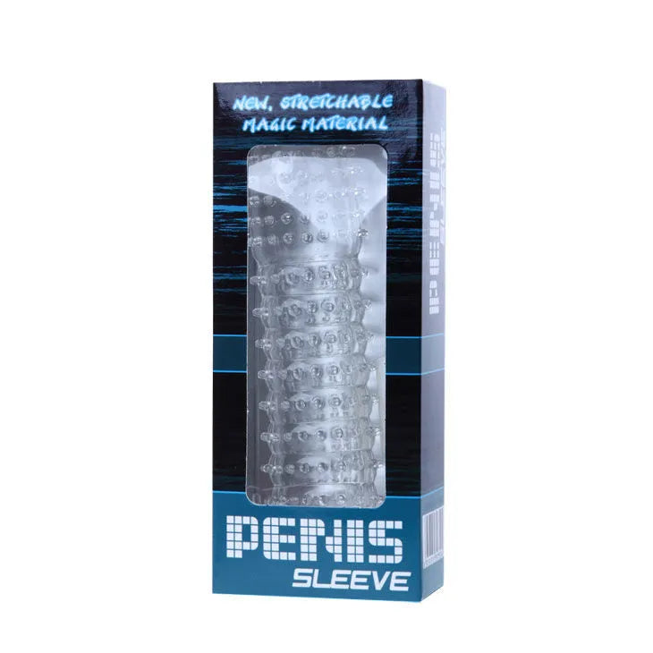 Coque pénienne silicone rose texturée nodules, flexible et adaptable, pour prolongation érection et plaisir intense.