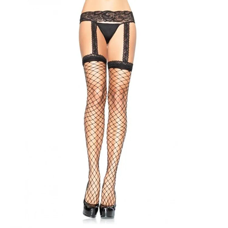 Bas résille jarretelles dentelle noire vintage élégance séduction glamour maintien réglable taille unique nylon polyamide raffinement
