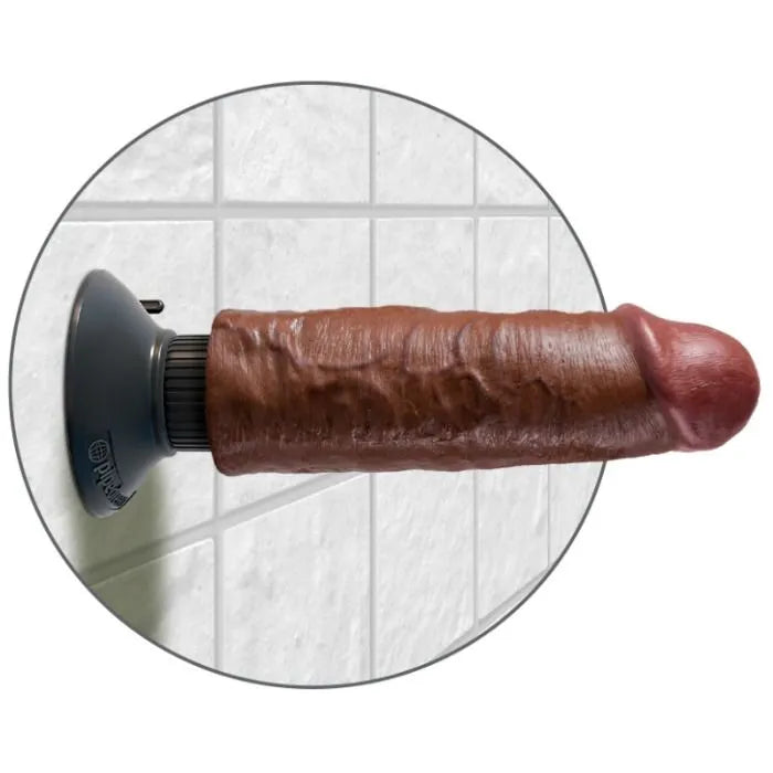 Gode vibrant marron réaliste 15cm, texture veiné, ventouse étanche, multivitesse, base antidérapante, flexible.