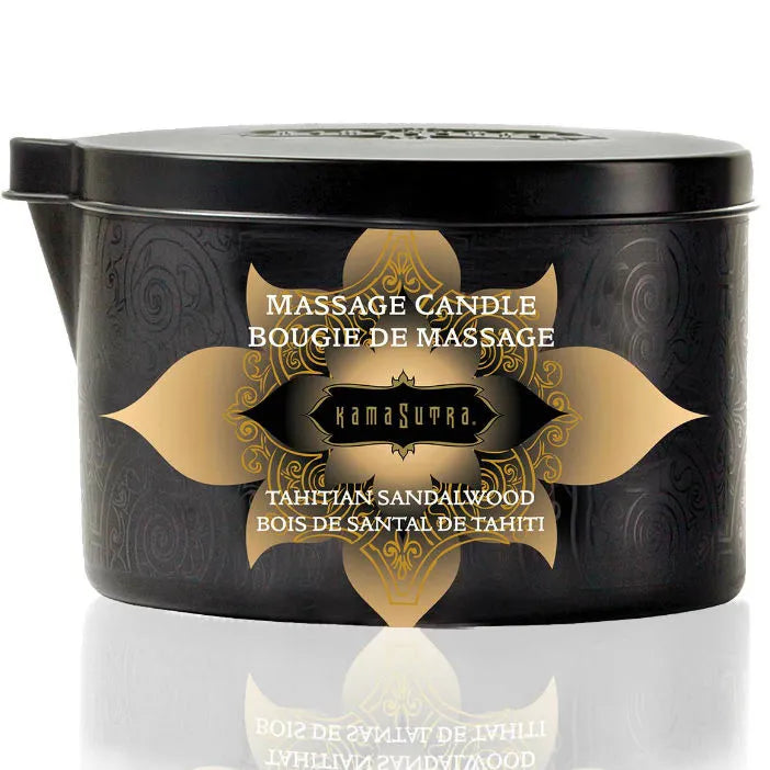 Bougie de massage Kama Sutra vanille et bois de santal 170g intimité sensuelle huile tiède élégance design