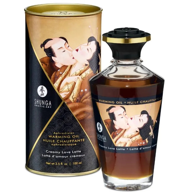 huile massage aphrodisiaque chaleur stimulante sensuelle intime relaxante nongrasse soyeuse latte crémeux orientale flacon hexagonal bouchon élégant 100ml