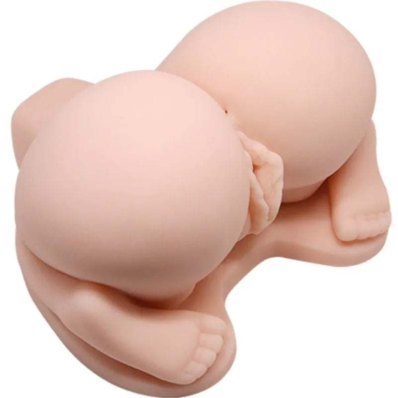 Fessier réaliste en silicone couleur peau, position chien, double canal vibrant, textures internes, télécommande incluse.