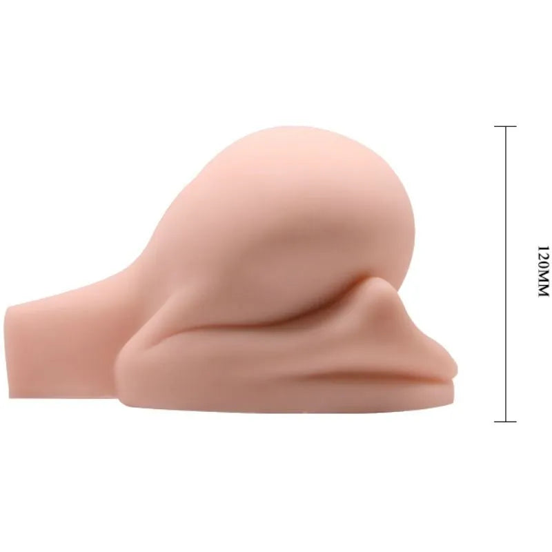 Fessier réaliste silicone peau humaine, double canal vibrant, couleur chair, position chien, télécommande incluse.