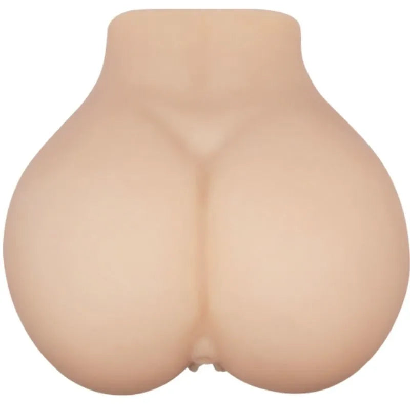 Buste sexuel réaliste couleur chair avec canaux texturés, jambes surélevées, vibrations réglables, télécommande incluse.