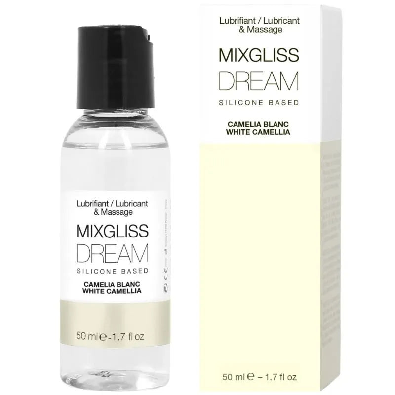lubrifiant silicone Mixgliss Dream Camélia Blanc longue durée non gras texture lisse massage intime douche bain portable 50ml