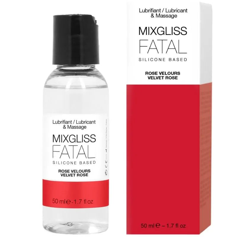 lubrifiant silicone parfum rose Mixgliss Fatal 50ml longue durée texture non grasse satinée lisse sensation massage intime discret portable français