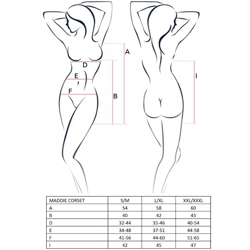 PASSION FEMME MADDIE CORSET NOIR LINGERIE SEXY HAUTE QUALITÉ TAILLE S/M