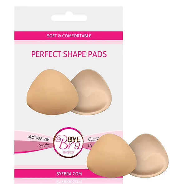 Coussinets adhésifs beige effet push-up, forme triangulaire, silicone hypoallergénique, emballage Perfect Shape.