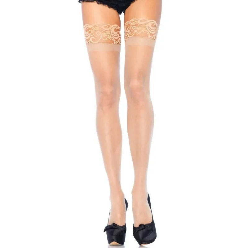 hauts cuisses transparents grande taille maintien silicone extensible élasthanne polyamide nylon lycra beige confort séduction élégance glamour