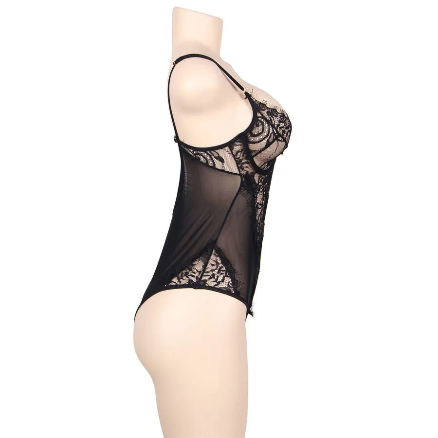 Subblime lingerie Queen plus dentelle florale noire Teddy sexy féminin luxe