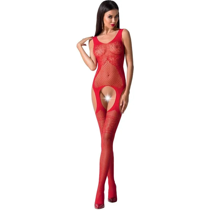 body résille rouge dentelle sexy ouverture entrejambe passion lingerie européenne taille unique extensible élasthanne confortable séduisante glamour sensuelle