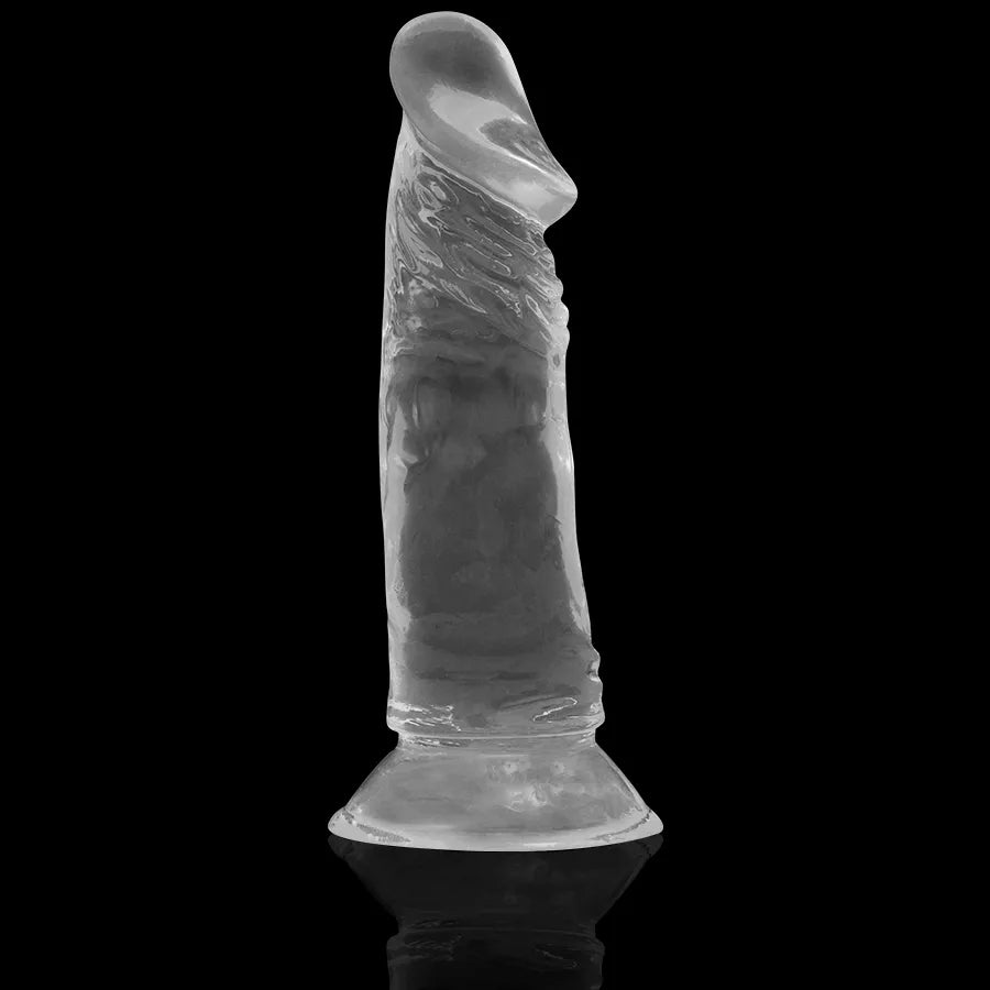 Gode réaliste transparent Jelly 16.5cm, texture douce et ferme, design réaliste, base ventouse, plaisir sensoriel.