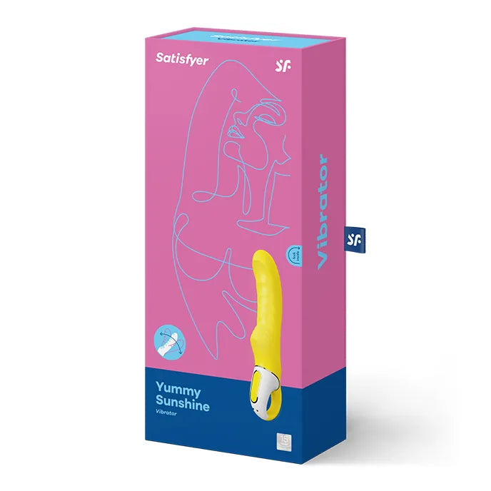 Vibromasseur Satisfyer Vibe Yummy Sunshine stimulation variée silicone doux design ergonomique allemande vibrations puissantes sextoy intime couple plaisir sûr