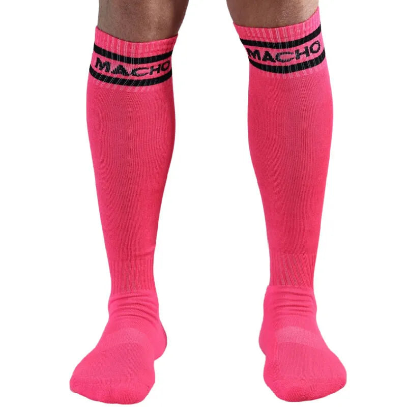 Chaussettes longues sexy demi jambe fibre synthétique bas football logo Macho taille unique 38 43 confort élastique