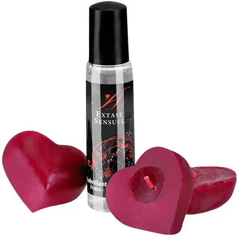 Kit Bougies Parfumées Et Gel Lubrifiant Fraise