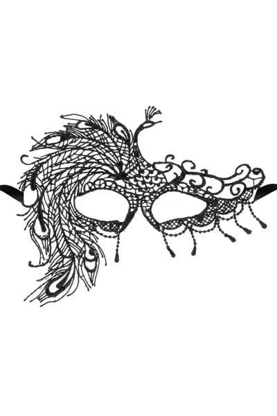 Masque Loup Noir En Dentelle Brodée Satinée