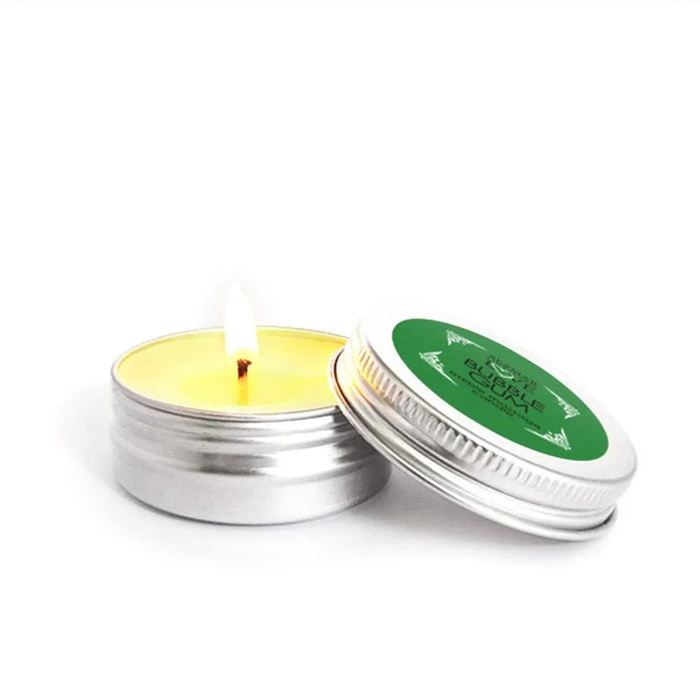bougie massage cire fondante huile parfumée saveur bonbon vanille beurre cacao karité sésame cireabeille mini 30ml mèche courte durée cinqheures