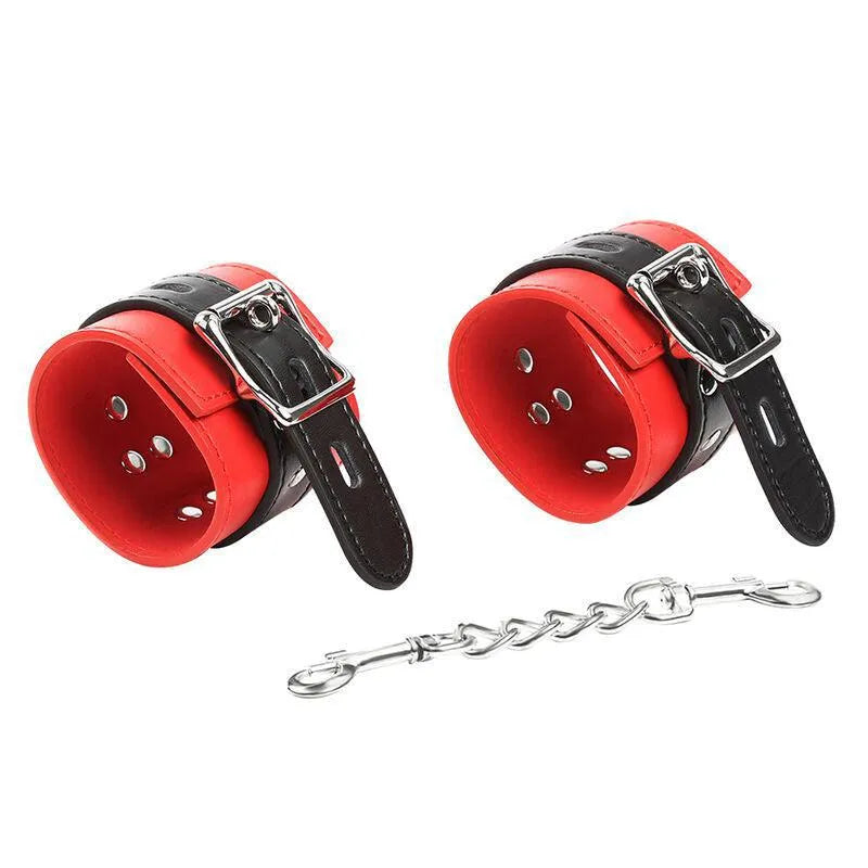 Menottes Ajustables Rouge Et Noir Pour Jeux De Contention