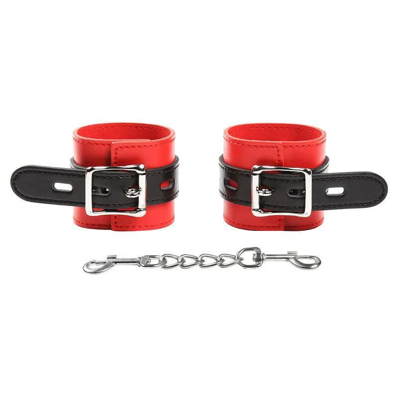 Menottes Ajustables Rouge Et Noir Pour Jeux De Contention