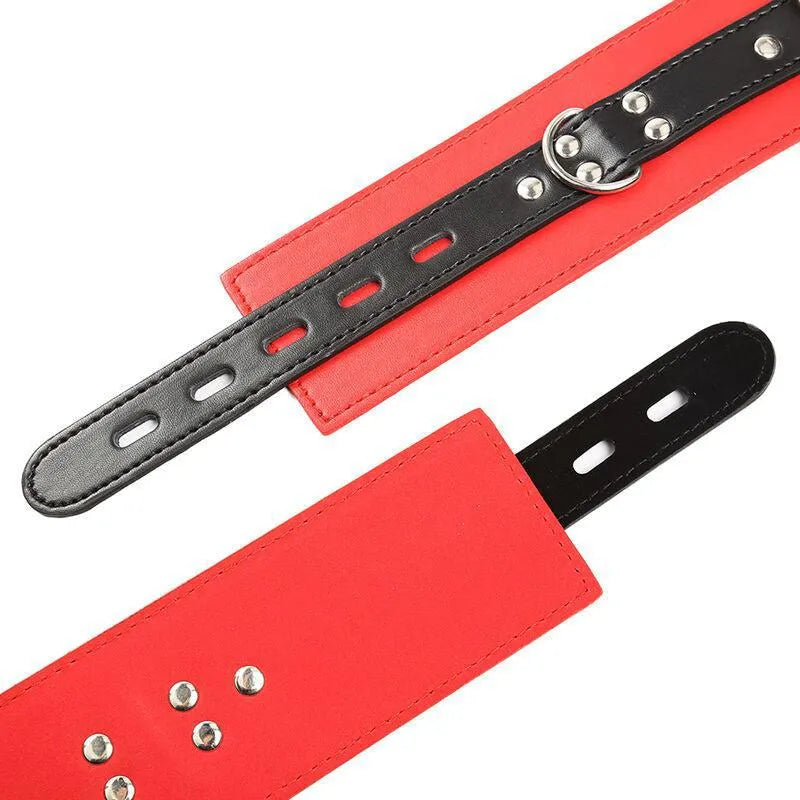 Menottes Ajustables Rouge Et Noir Pour Jeux De Contention