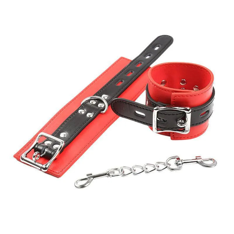 Menottes Ajustables Rouge Et Noir Pour Jeux De Contention