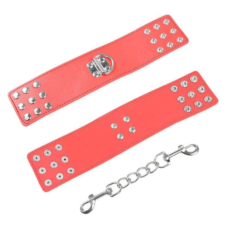 Menottes Ajustables Rouges En Pvc Pour Fétichisme