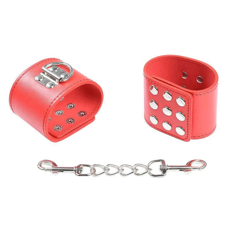Menottes Ajustables Rouges En Pvc Pour Fétichisme