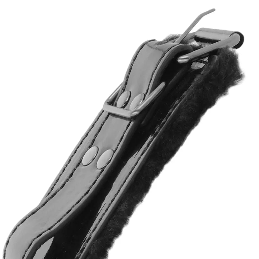 Menottes Cuir Pvc Noires Bdsm Ajustables
