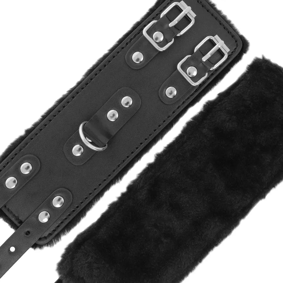 Menottes Cuir Pvc Noires Réglables Bdsm
