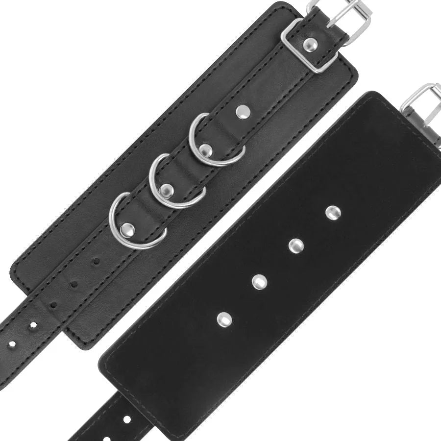 Menottes Cuir Pvc Réglables Noires Bdsm