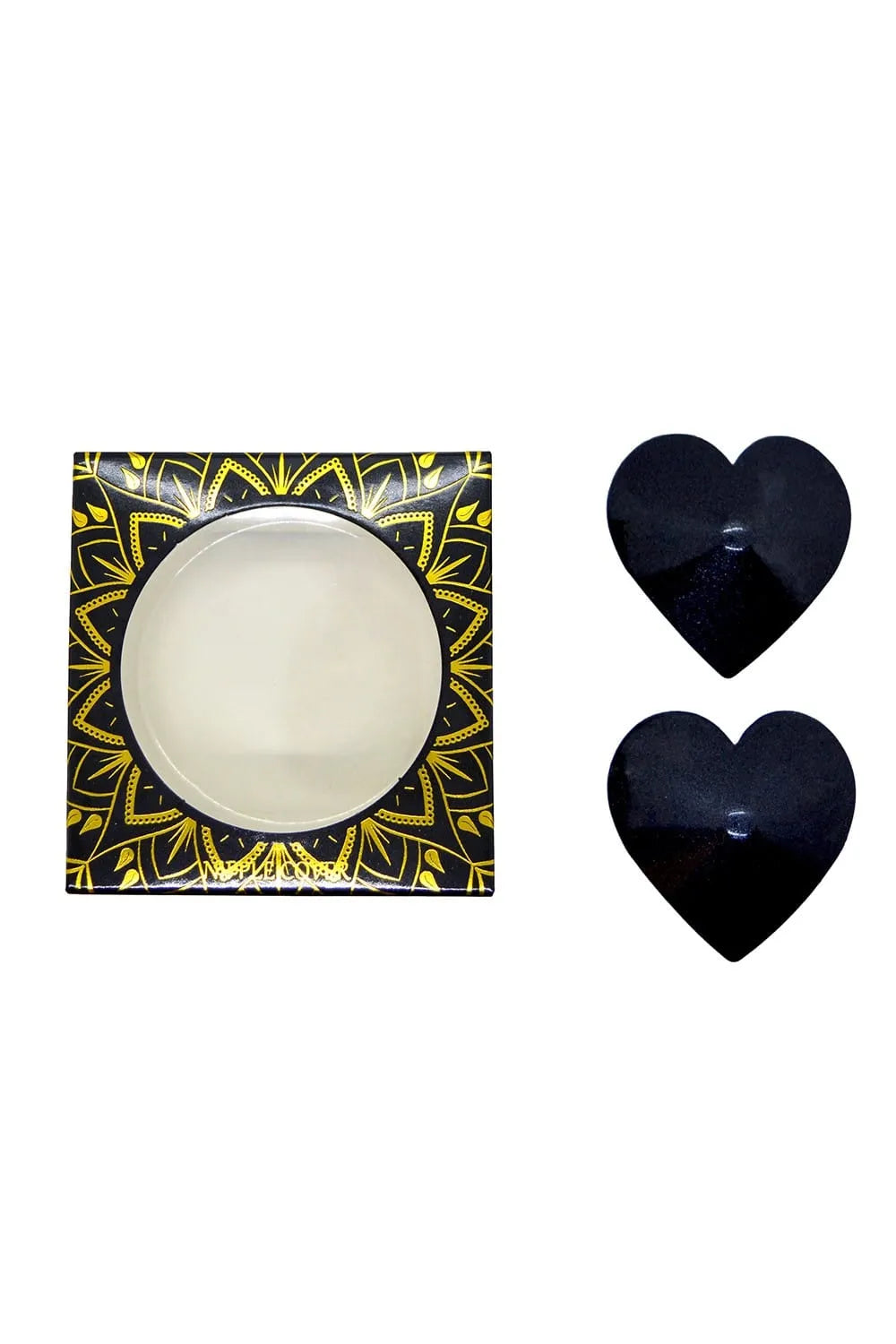 cachetétons métal noir coeur réutilisable élégant sophistiqué durable adhérenceoptimale facileapplication facileretrait sansrésidu diamètre51millimètres couvertureparfaite occasionspéciale quotidien lingeriecompatible sexy