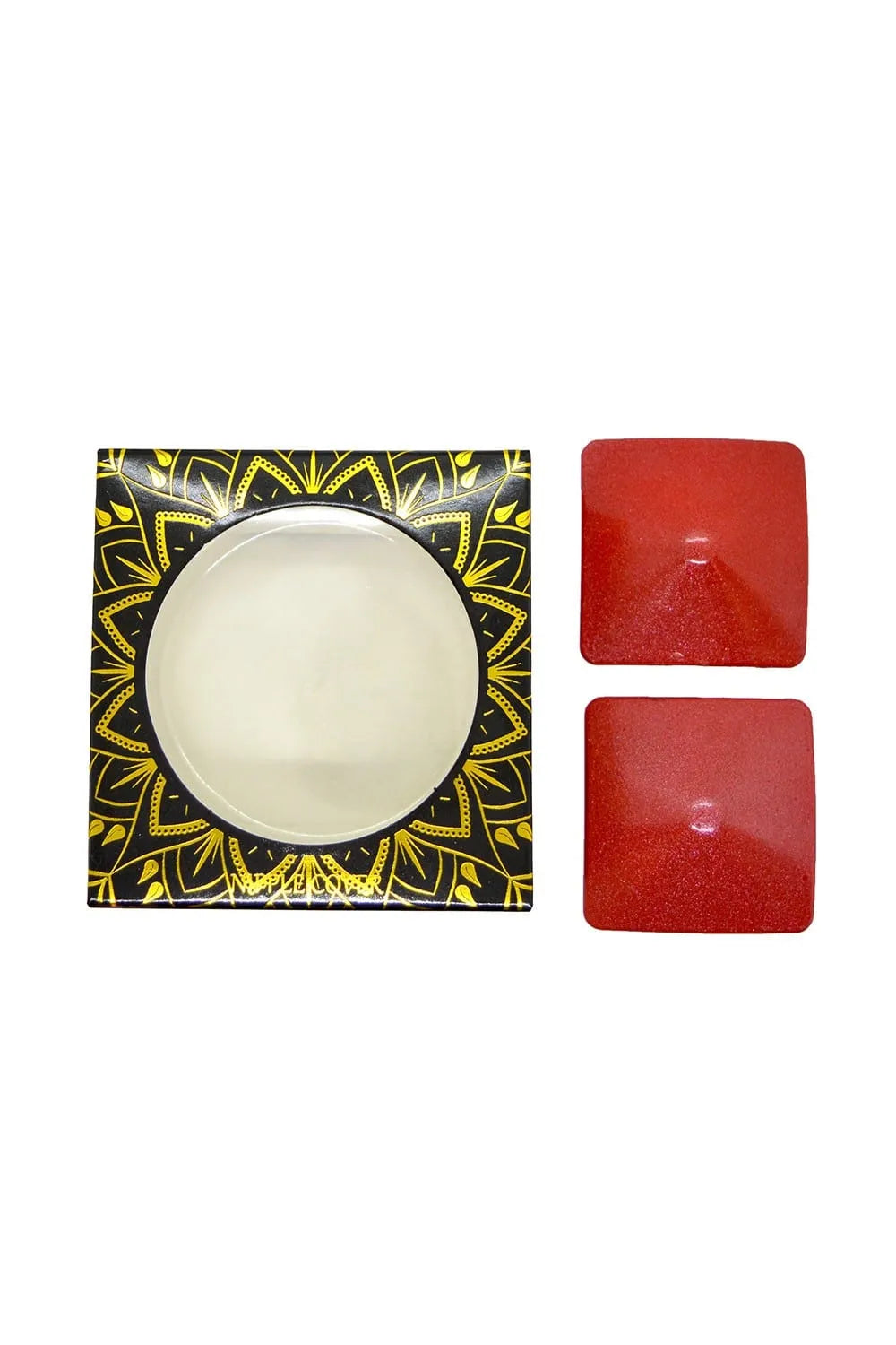 cachetetons métallique rouge réutilisables carrés adhésifs discret confortable élégant moderne sophistiqué durable écologique brillant sexy féminin