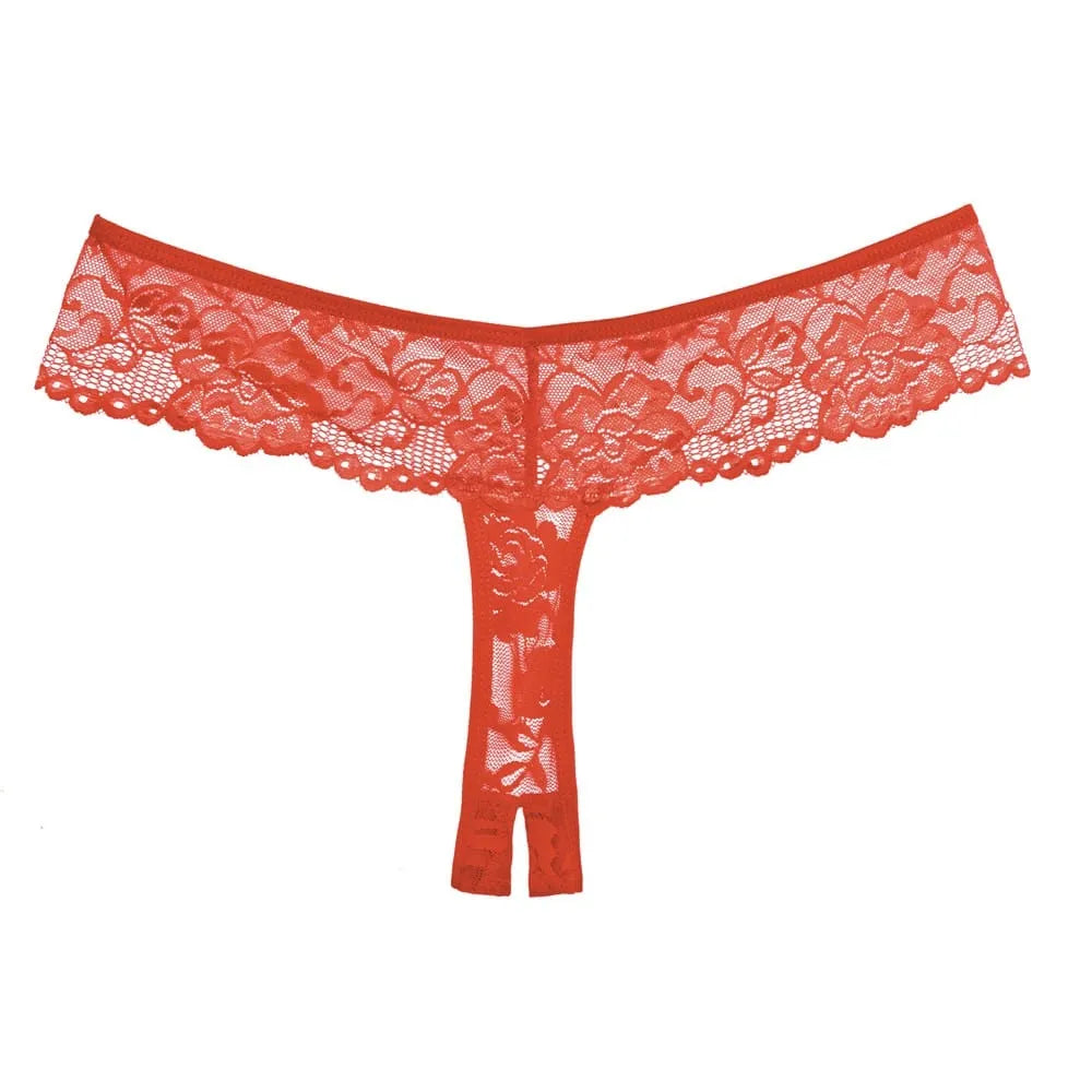 String Rouge Ouvert En Dentelle Allure