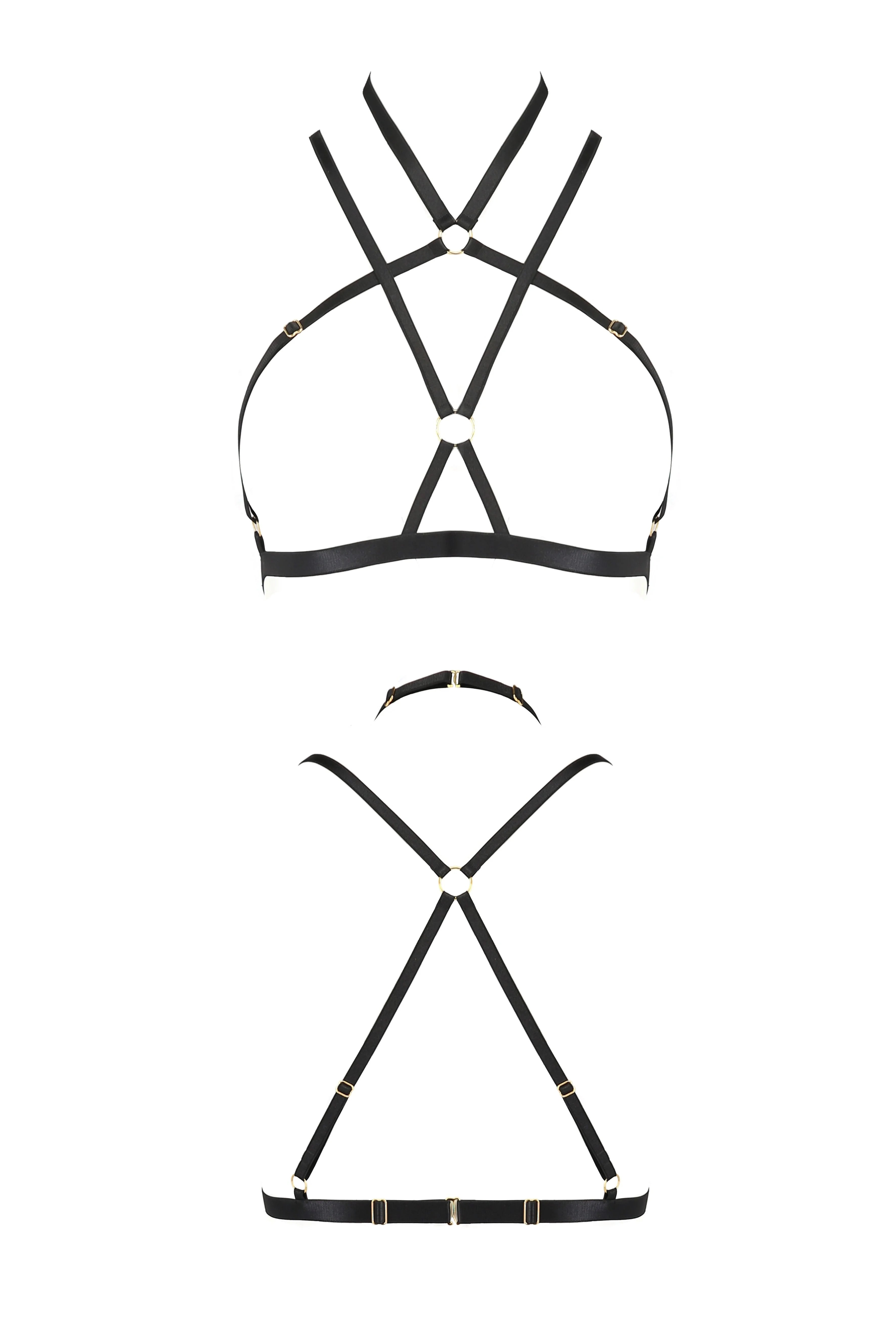 Ensemble lingerie Kelis noir deux pièces, design sophistiqué, bretelles croisées, matière extensible, allure séduisante.