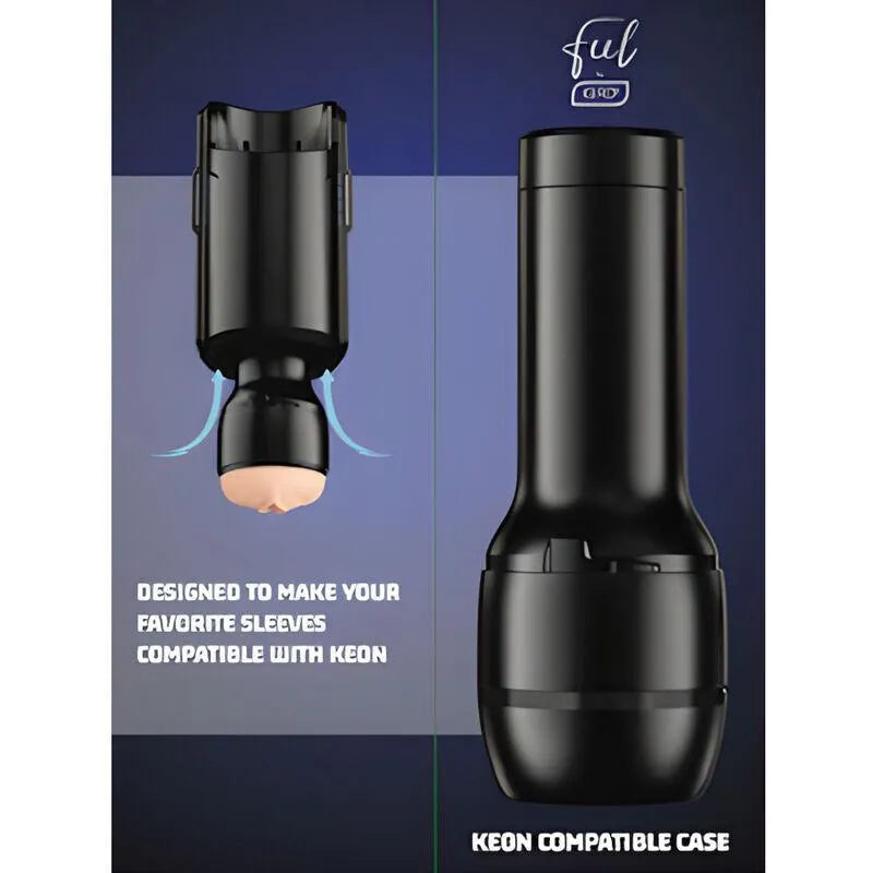 Étui masturbateur noir interactif compatible Keon, ergonomique, léger, durable, connectivité AI et VR, vue détaillée.