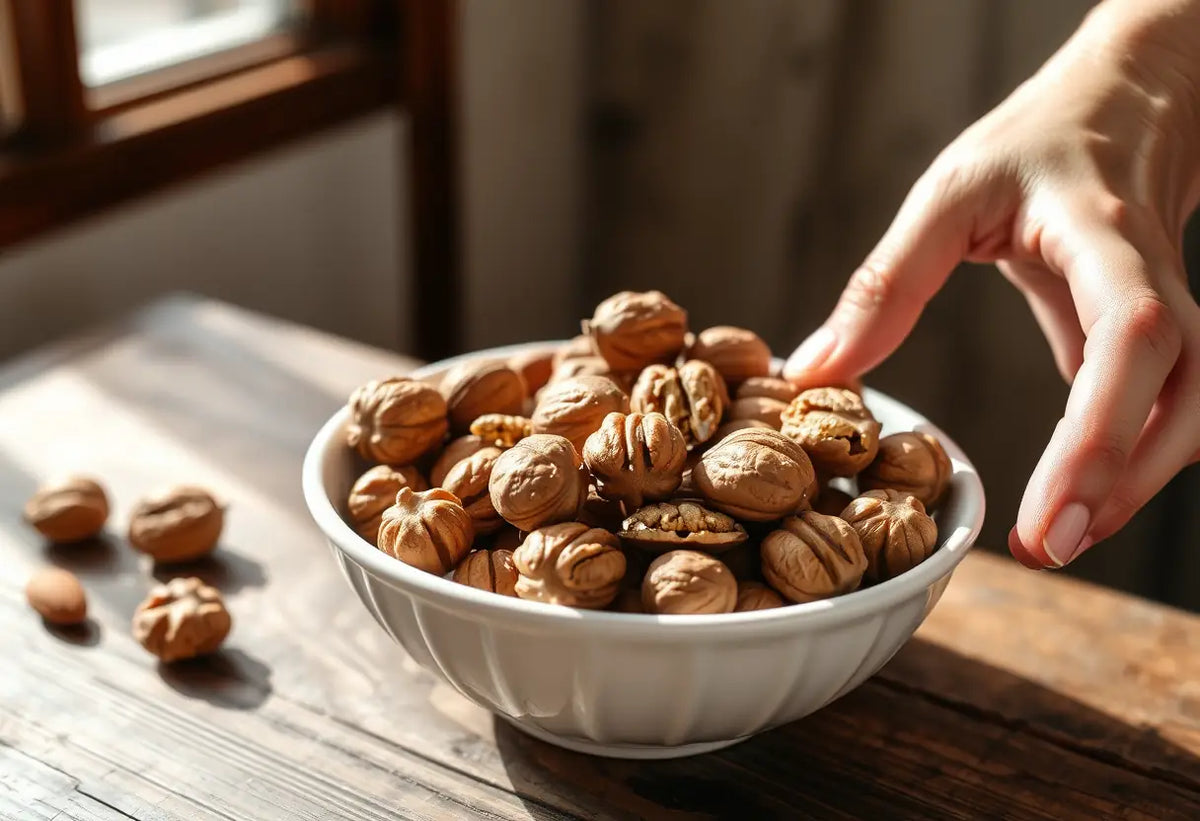 Assortiment de noix sur une table bois