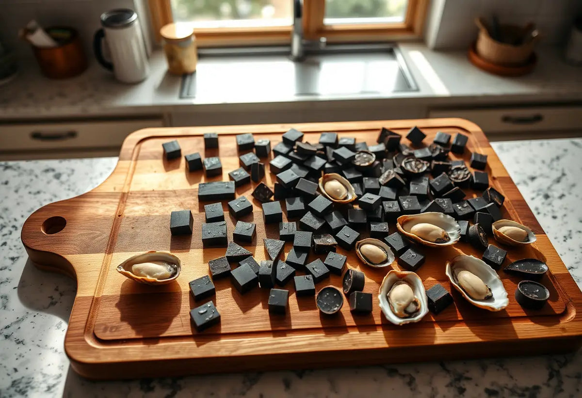 Chocolats et huitres sur un plan de travail, article sur la libido