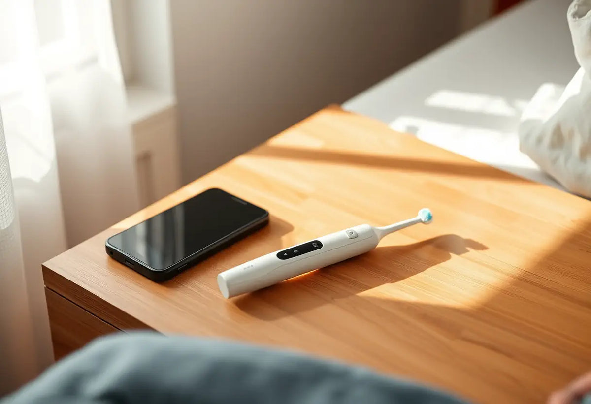 Accessoires de toilette et dispositif médical sur la table de nuit