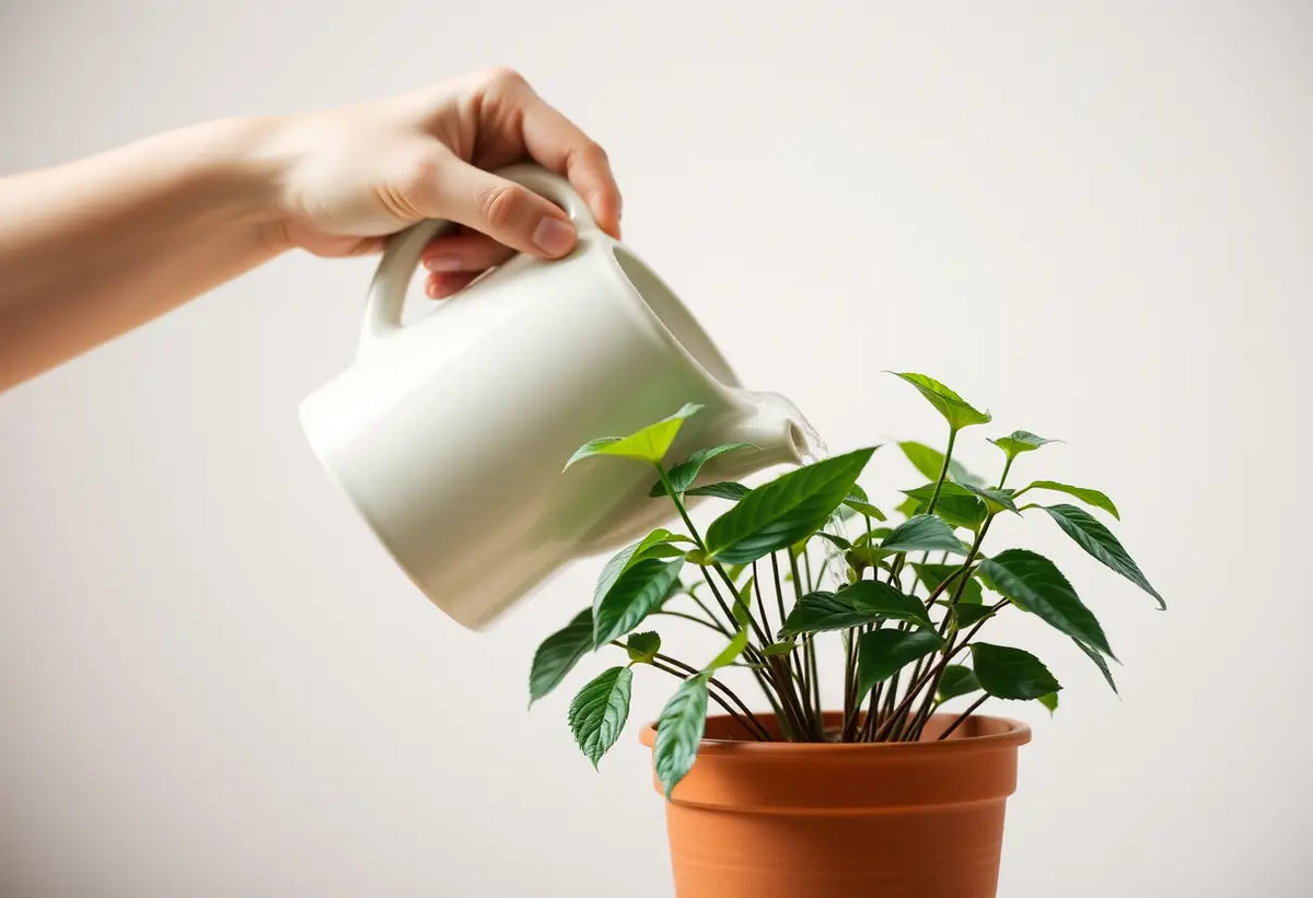 Une main arrose une plante, illustrant l'attention nécessaire à la santé personnelle