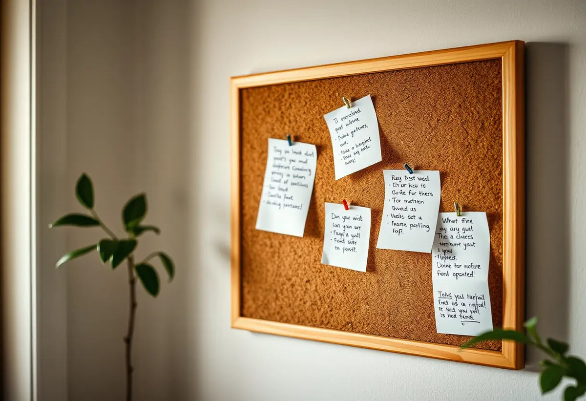 Tableau magnétique dans un coin calme de la maison, avec des rappels pour des rendez-vous médicaux