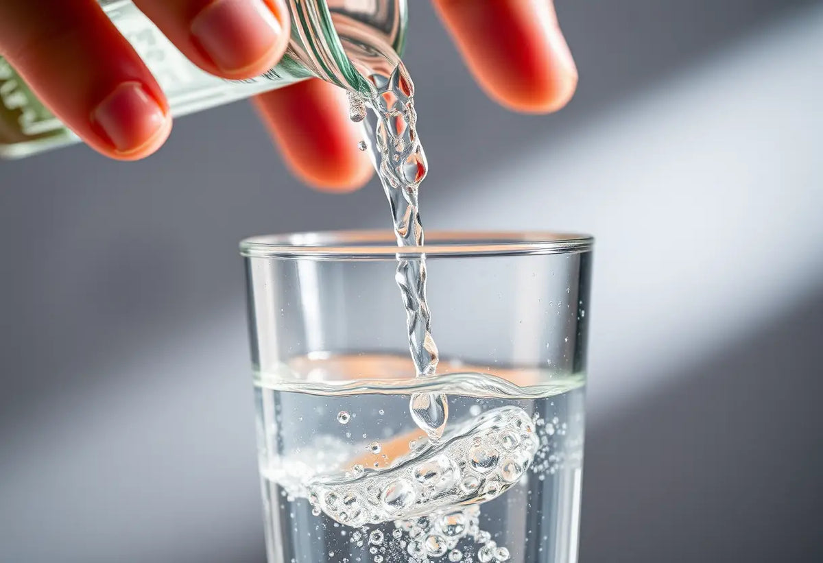 Une main qui verse de l'eau dans un verre pour le don d'ovocytes